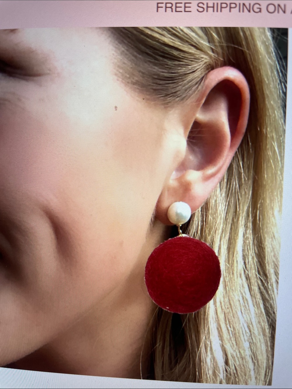 Meg Carter best selling Belle earring in red - Picture 4 of 6